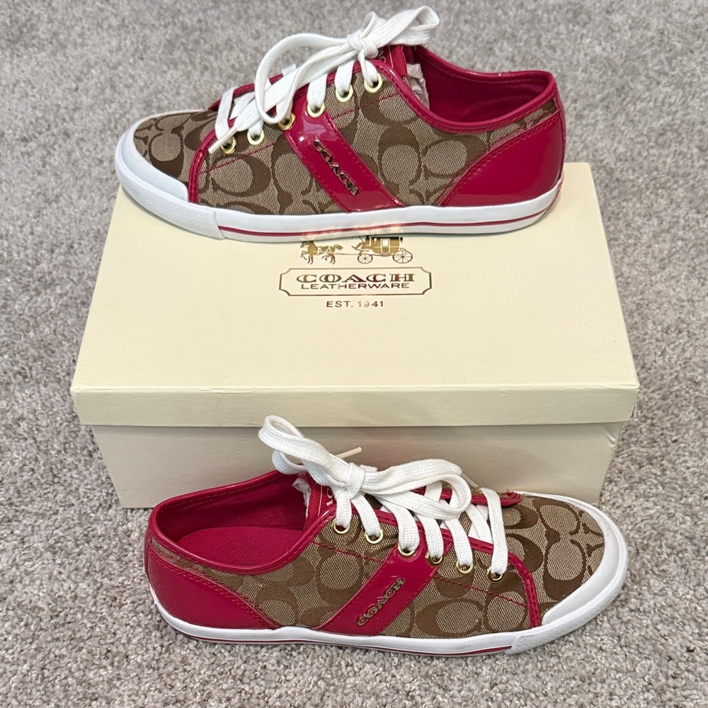 Coach Women’s Sneakers in Khaki and Magenta - Fillmore Size 7
